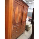 Late Victorian double door hall cupboard with dummy drawers under