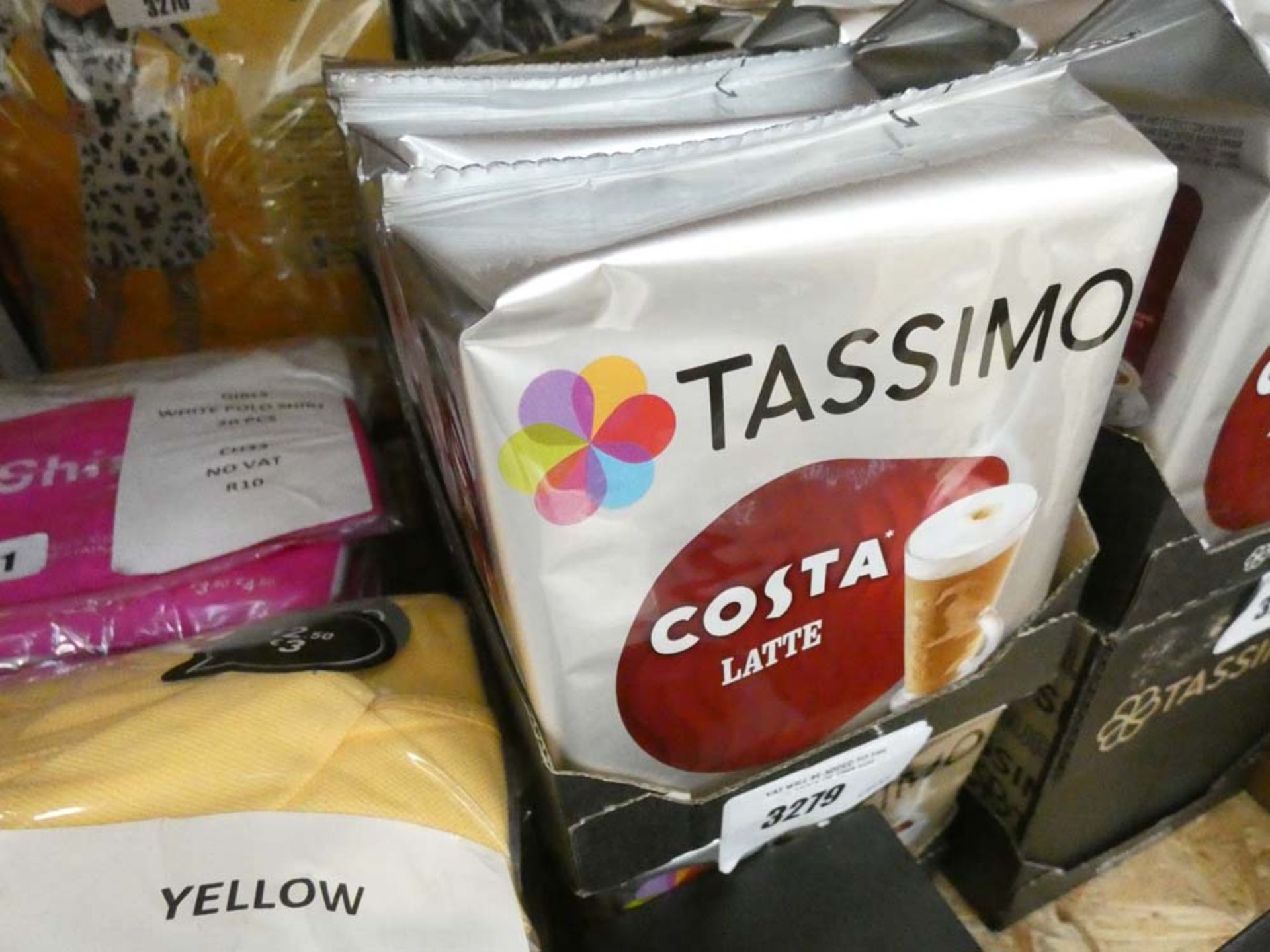 Two trays of Tassimo Costa coffee pods