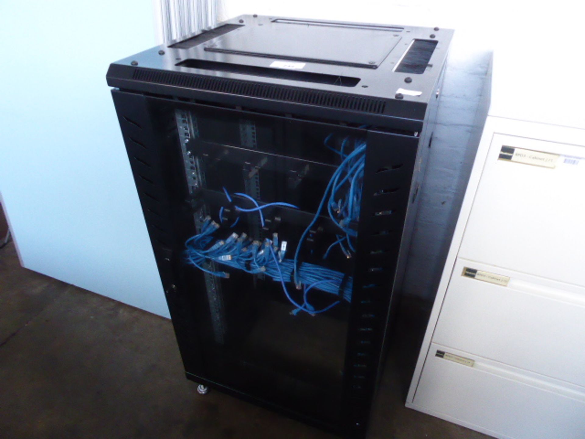 60cm comms cabinet with network cables - Image 2 of 3