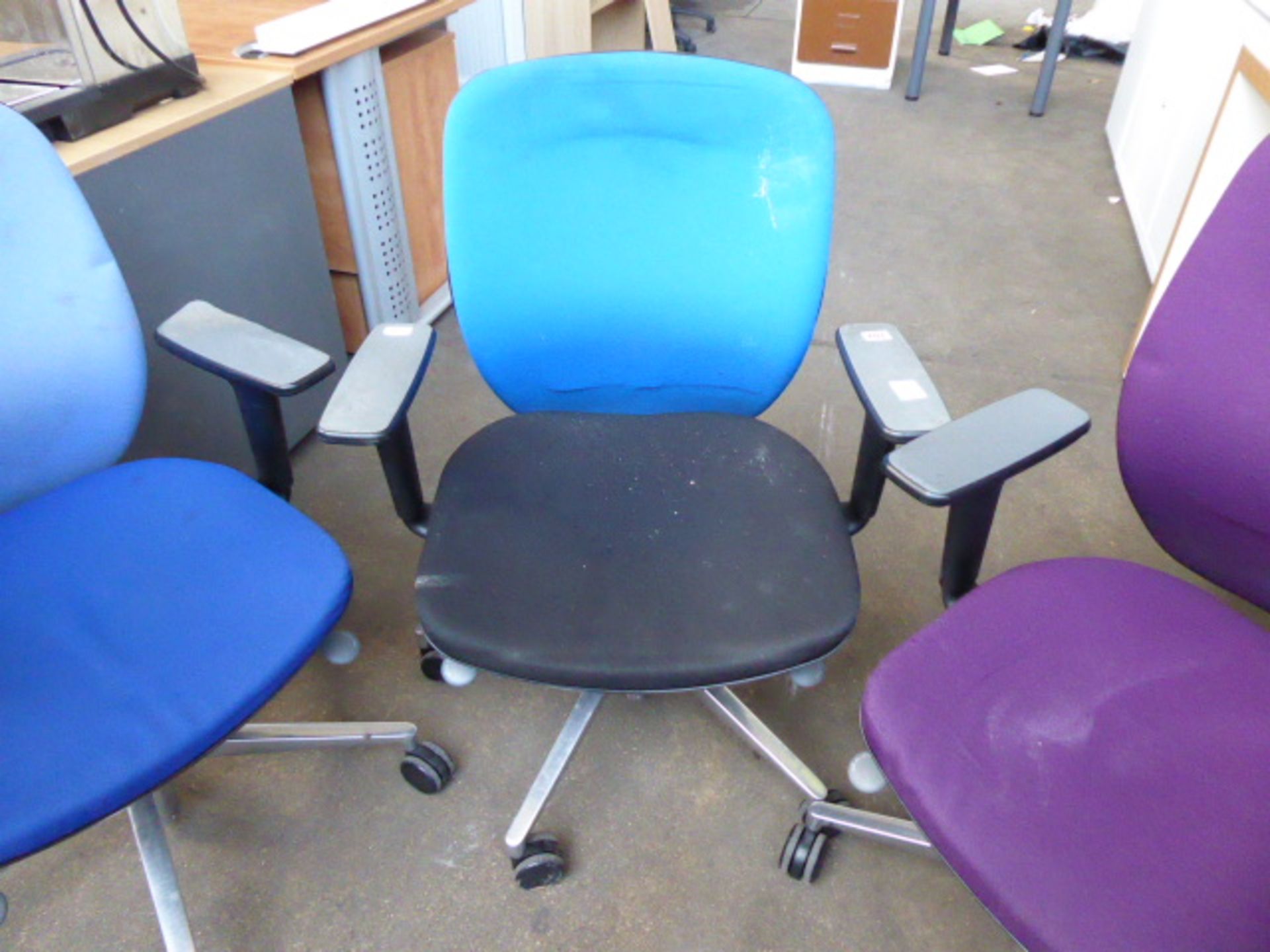 A set of 6 orange box colourful swivel armchairs on chrome bases - Image 2 of 6