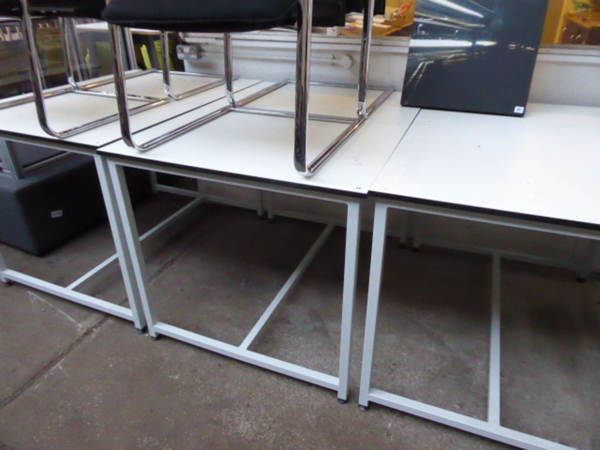 120cm x 90cm white top metal frame table