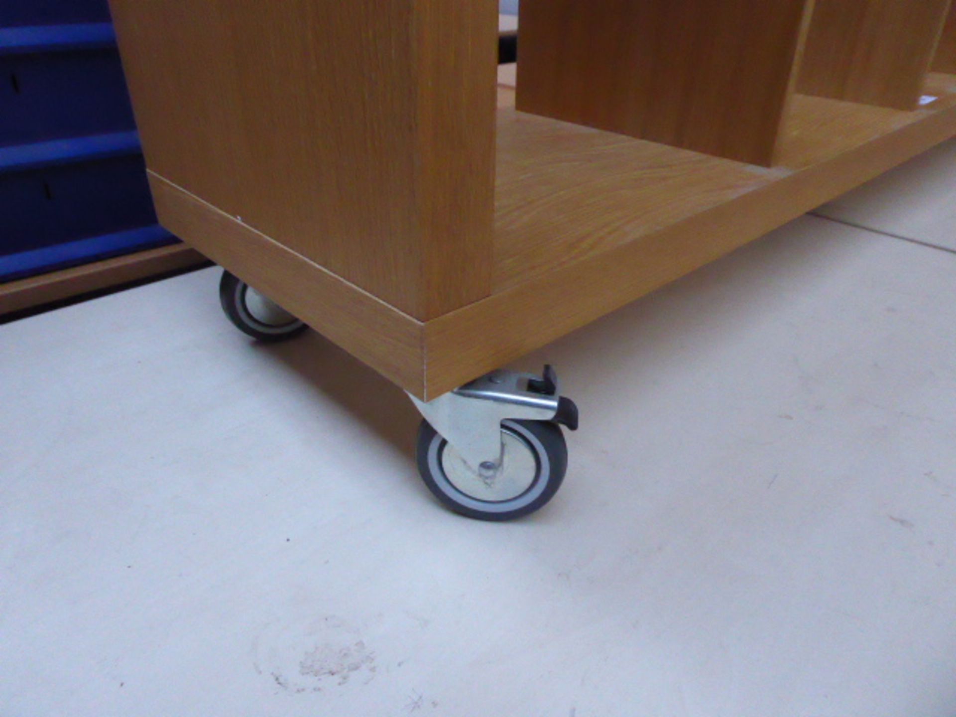 An oak pigeon hole rack on heavy duty castors - Image 2 of 3