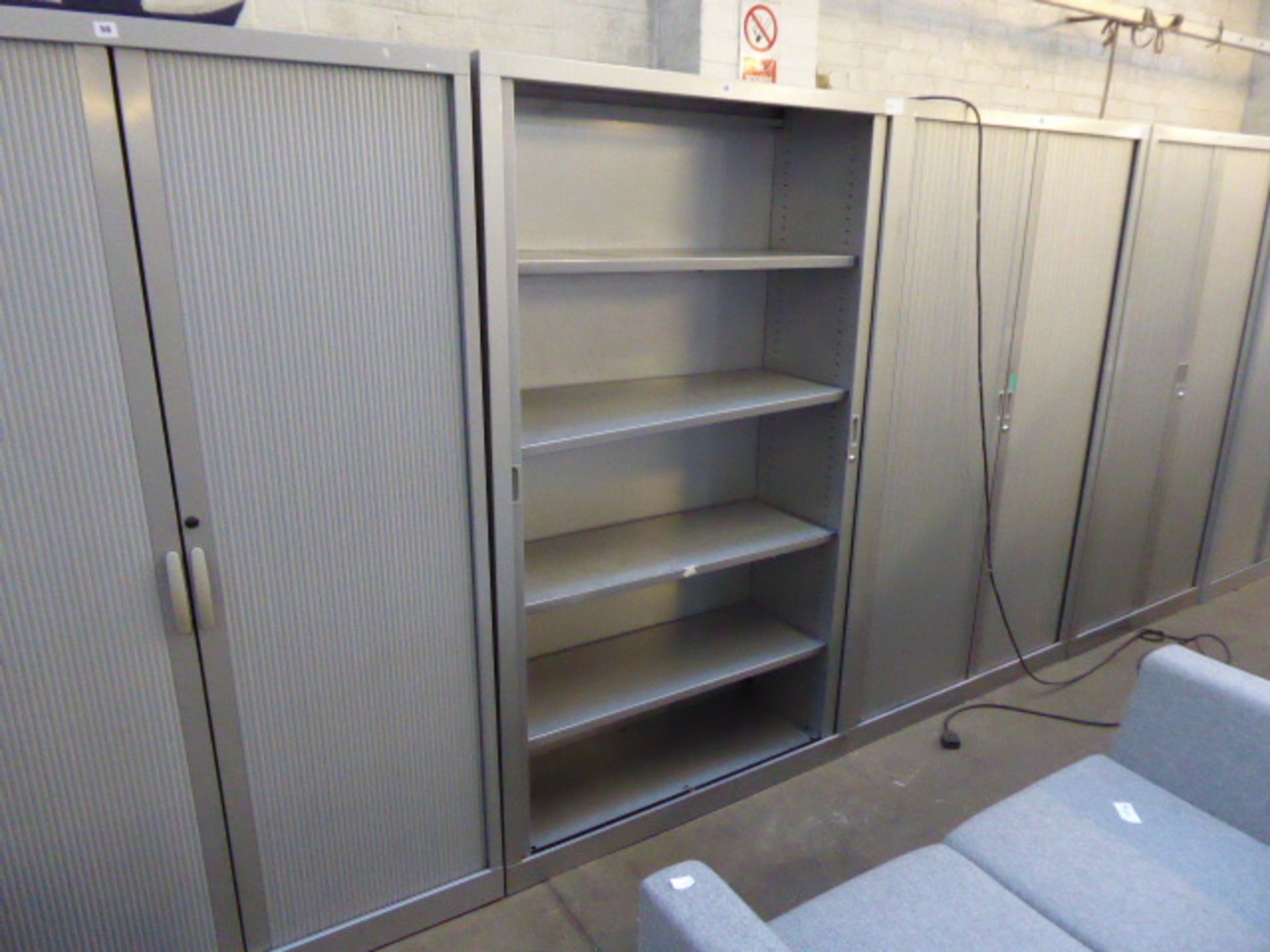 120cm grey double tambour stationery cabinet - Image 2 of 2