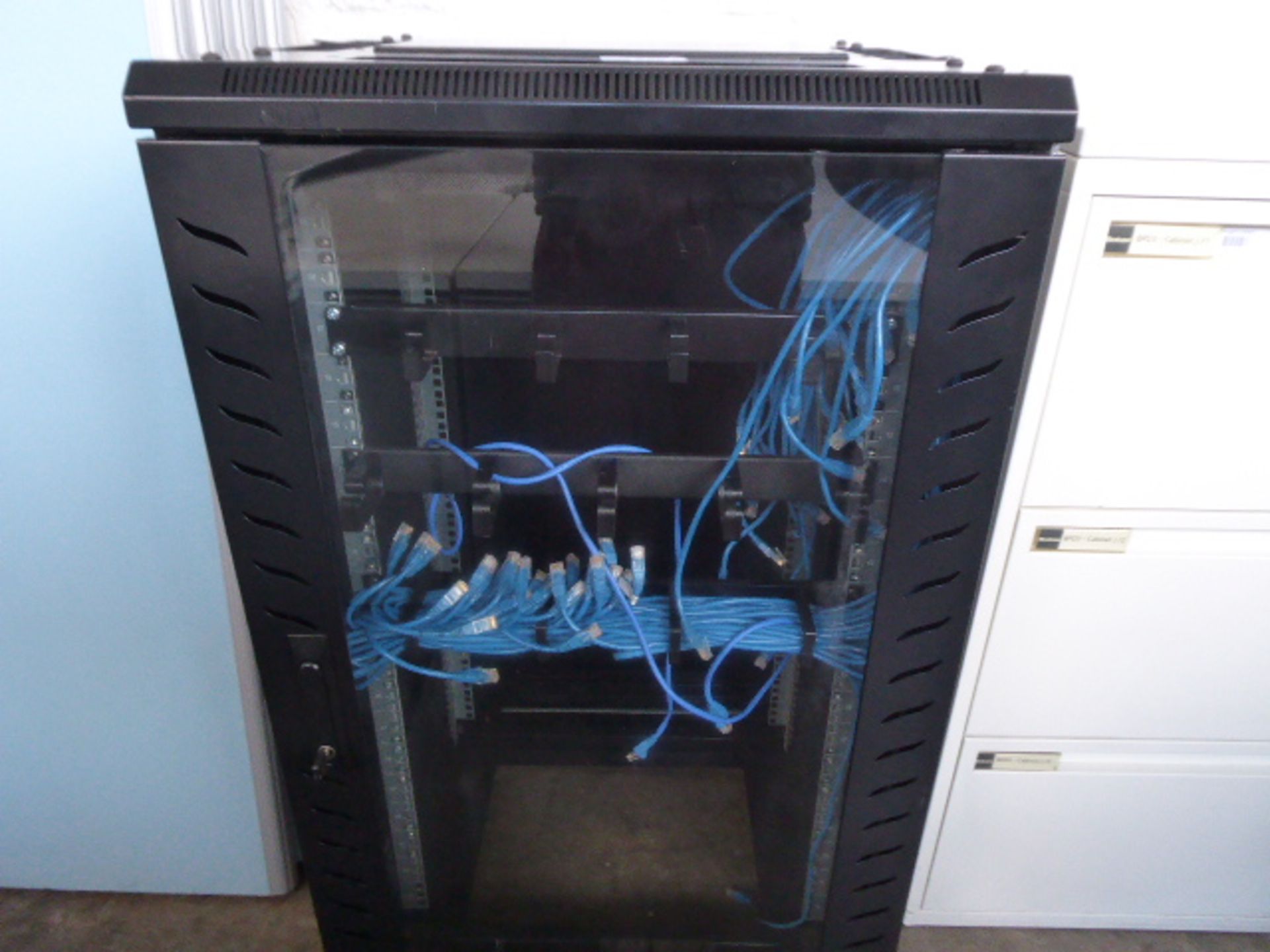 60cm comms cabinet with network cables - Image 3 of 3