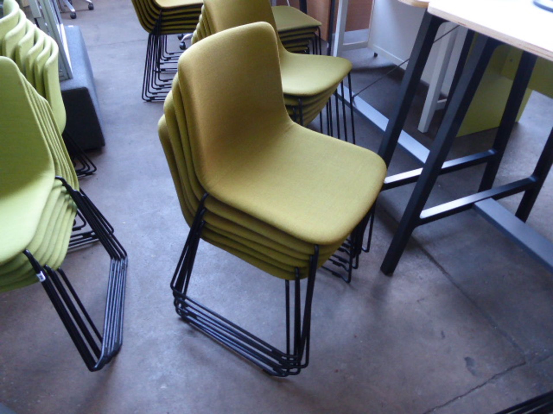 12 Fredericia Welling/Ludvik, item 4102, black framed olive green cloth stacking chairs - Image 2 of 3