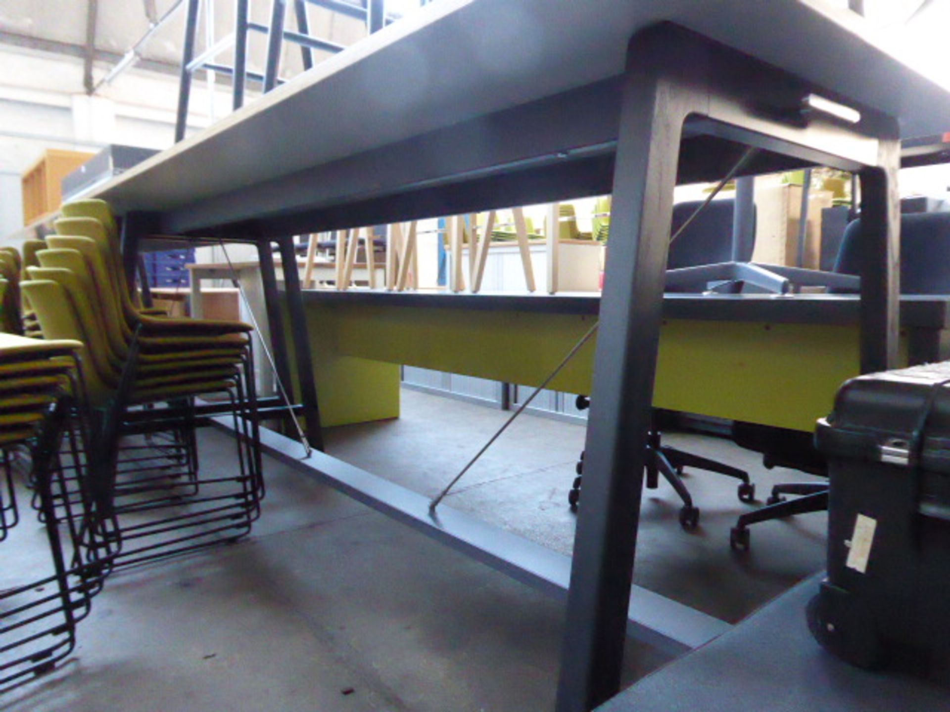 240cm x 90cm Senator high level table with a white top and anthracite powder coated metal and wooden - Image 2 of 3