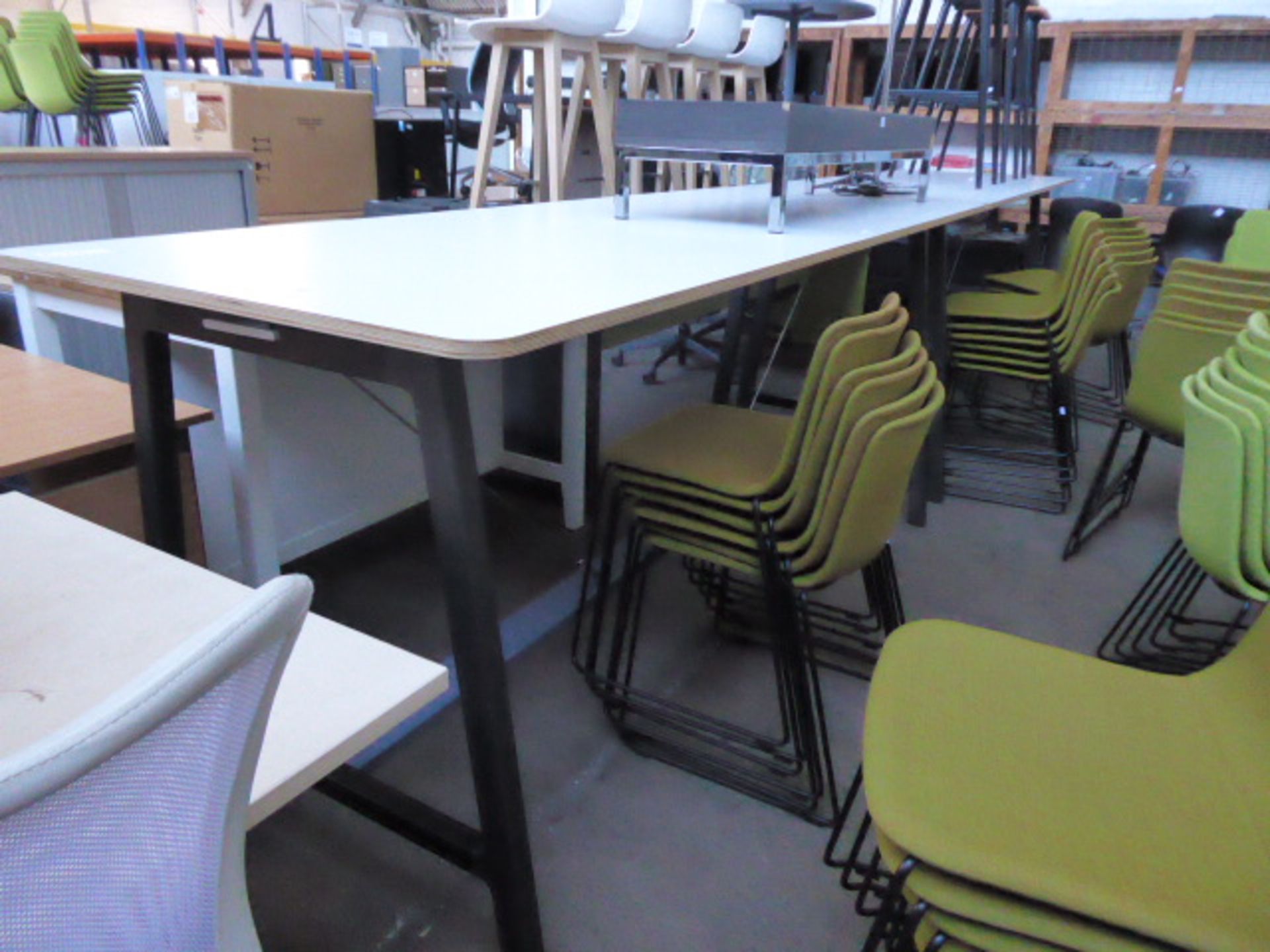 240cm x 90cm Senator high level table with a white top and anthracite powder coated metal and wooden - Image 3 of 3