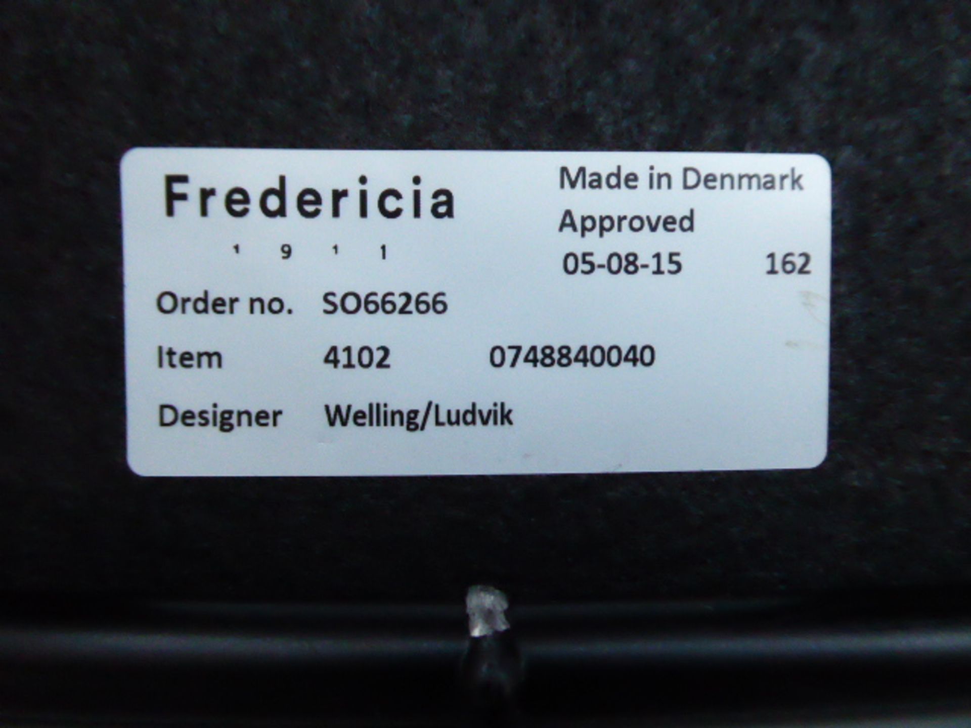 12 Fredericia Welling/Ludvik, item 4102, black framed olive green cloth stacking chairs - Image 3 of 3