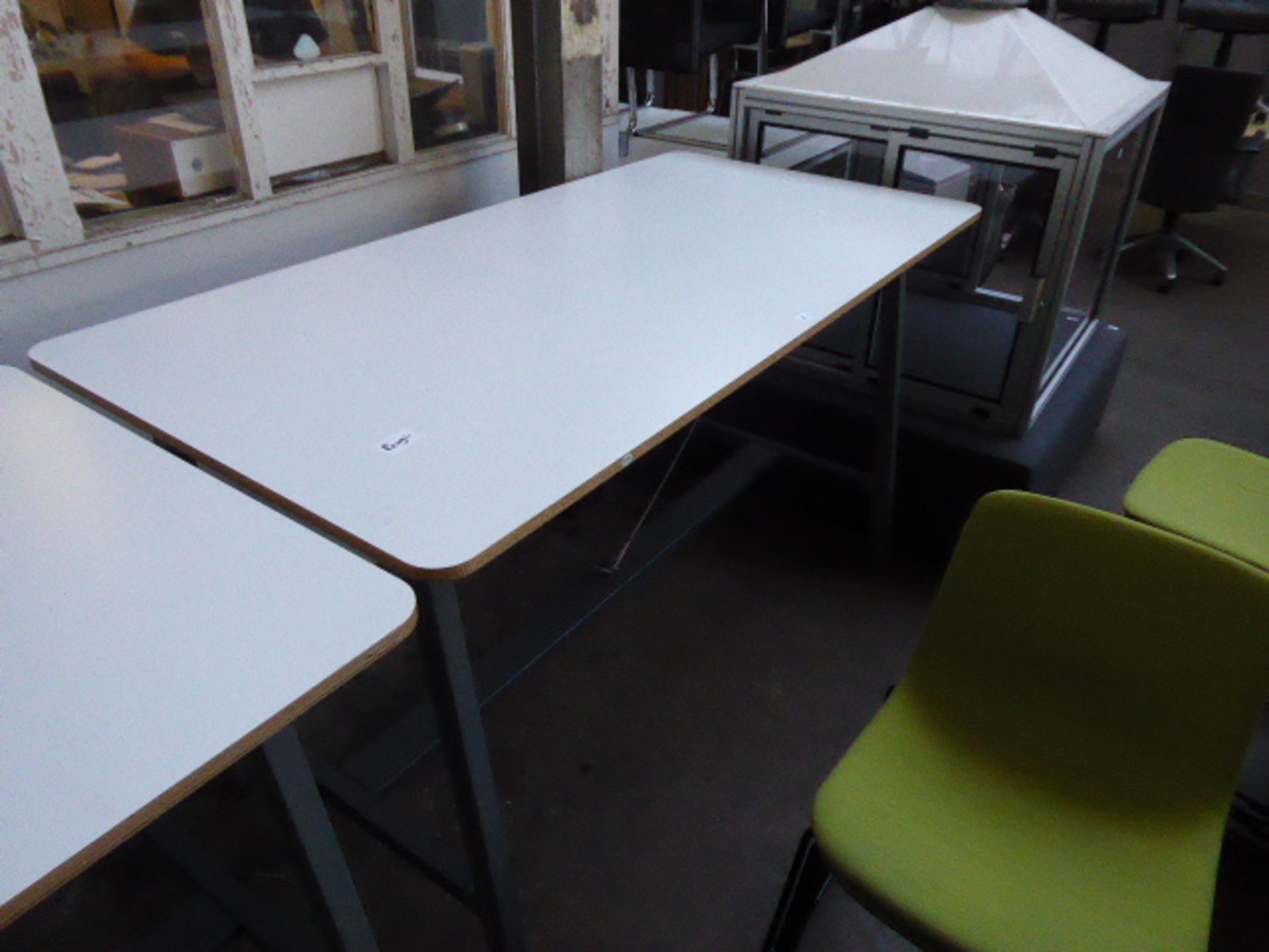 180cm x 90cm Senator high level table with a white top and anthracite powder coated metal and wooden - Image 3 of 3