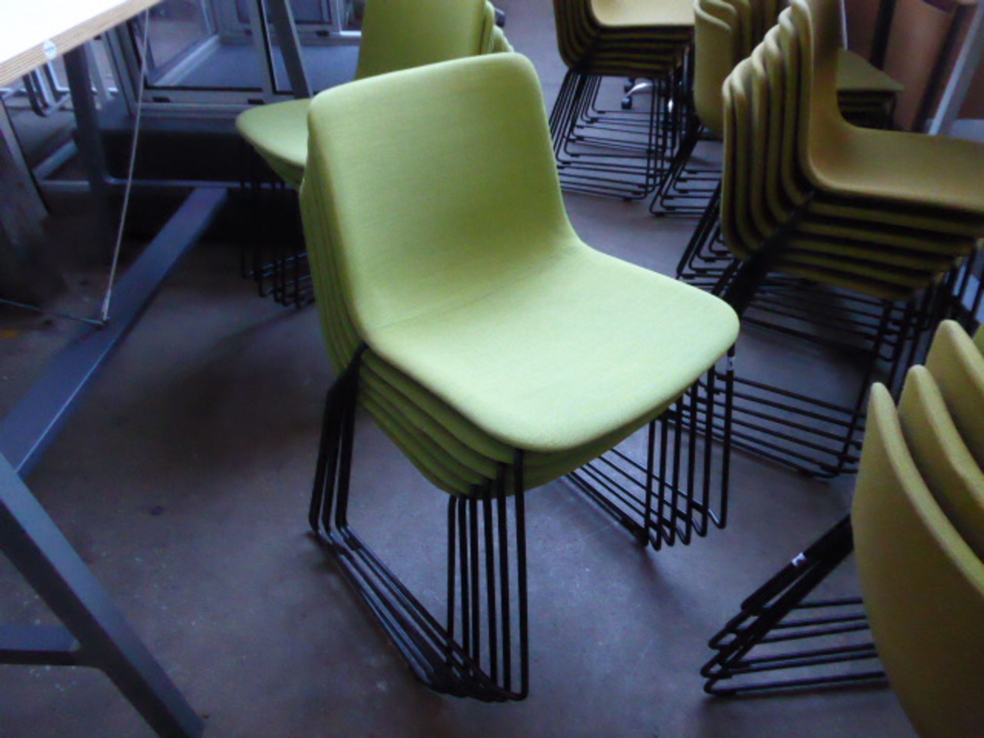 12 Fredericia Welling/Ludvik, item 4102, black framed green cloth stacking chairs - Image 2 of 3