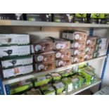 Shelf containing Luceco LED floodlights with PIR sensors