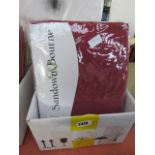 Box containing 5 red sets of curtains