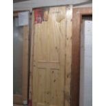 3 stripped pine internal doors, 6'6''x2', 6'8''x2'8'' and 6'6''x2'3''