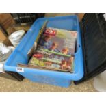 Plastic crate containing collectible magazines, newspapers, Royal memorabilia magazines, etc.