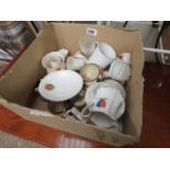 Box of crested ware and other ceramics