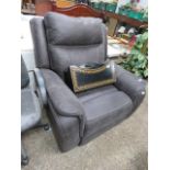 Brown leather upholstered rocking armchair
