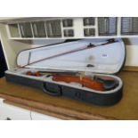 Modern violin in case