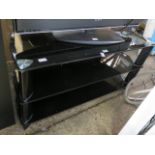 (2556) 3 tier black glass TV stand