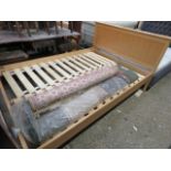 Beech effect double bed frame