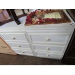 (2162) Pair of white 3 drawer bedsides