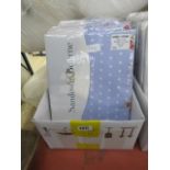 Box containing 10 polka dot floral curtains in various sizes