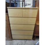 (2068) Modern beech effect chest of 2 over 4 drawers