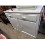 White painted double door cupboard with 2 drawers