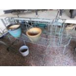 Large metal garden pot stand with middle section and 2 sides