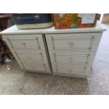 Pair of off white 3 drawer bedsides