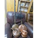 (2200) 2 copper kettles and 2 bed warming pans