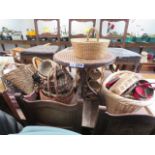 Quantity of wicker baskets and bergere occasional table