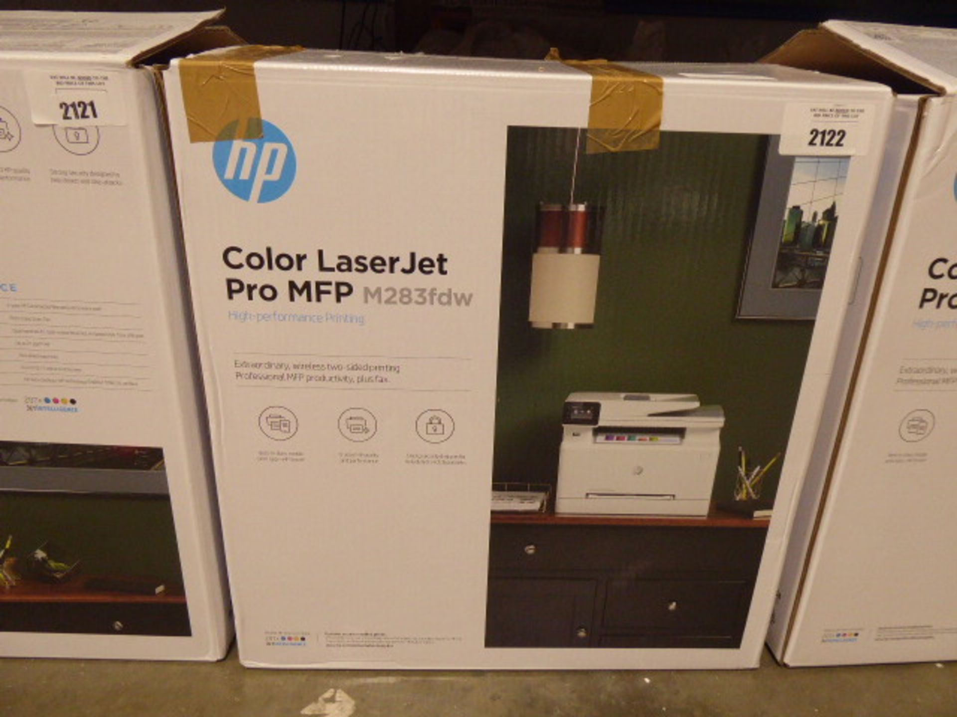 HP Colour LaserJet Pro MFP-M283FDW laserjet printer in box