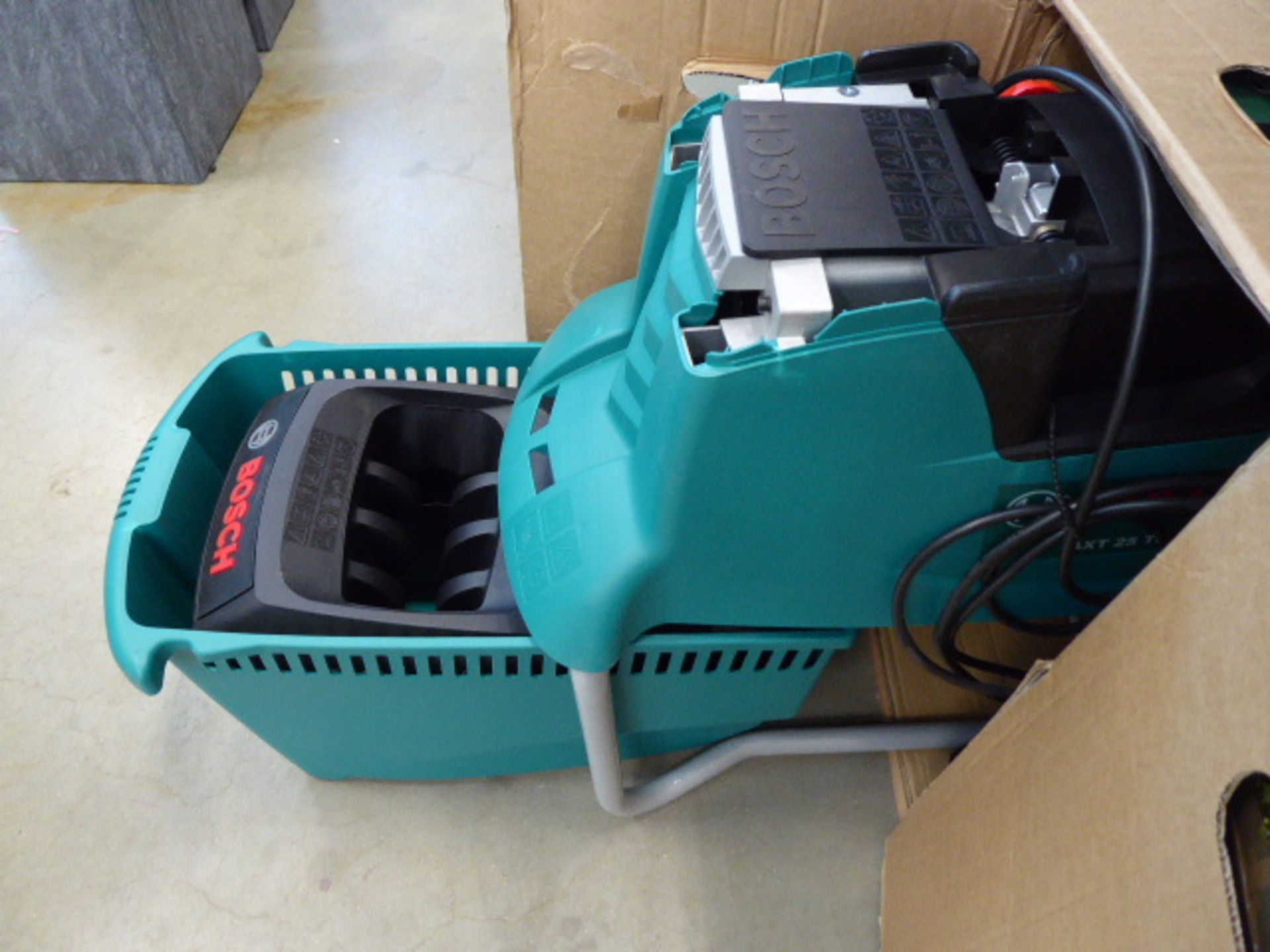 Boxed Bosch AXT25TC electric garden shredder