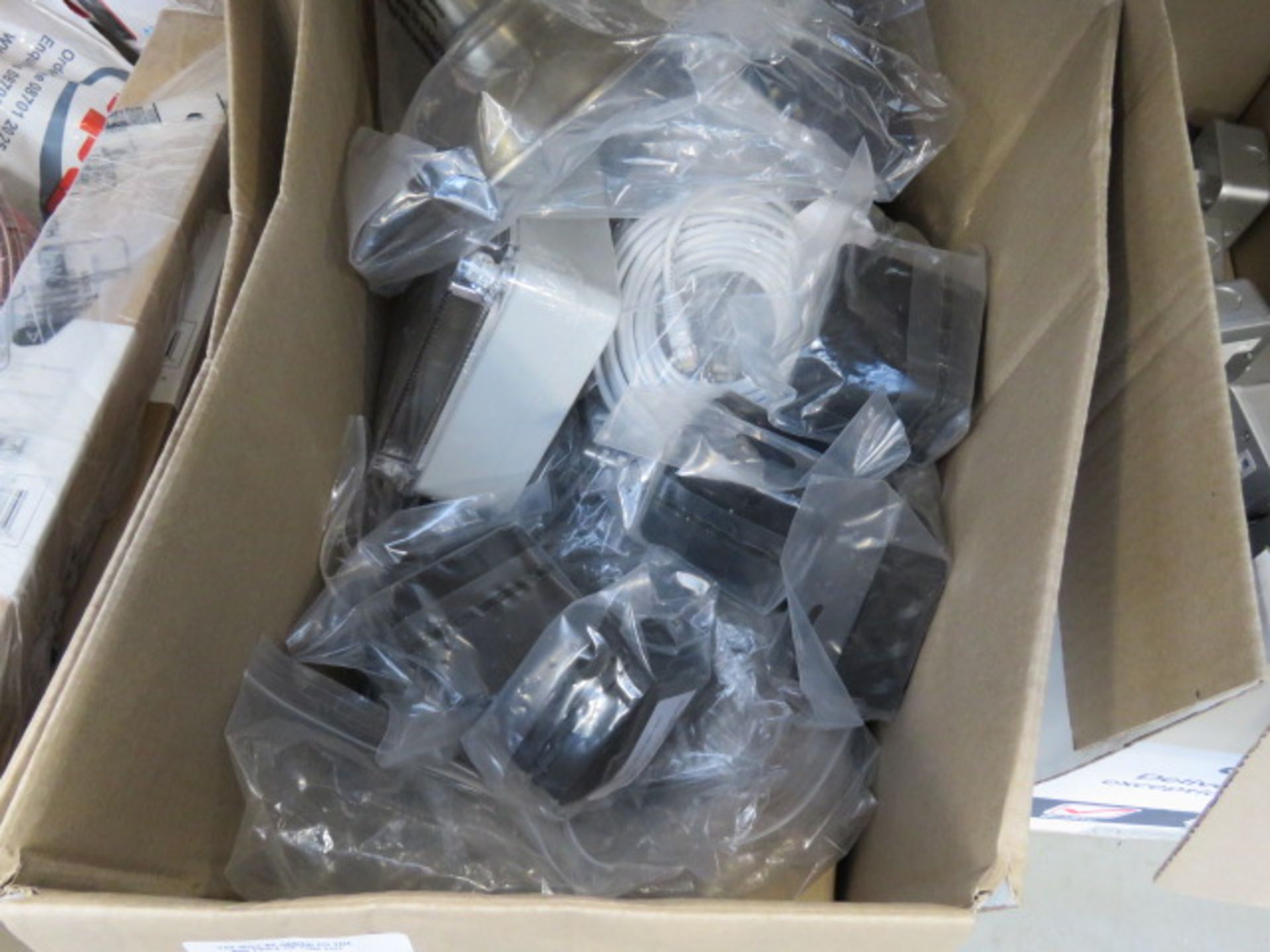 3 boxes containing metal industrial style switch sockets, wall sockets, floor sockets, lamp - Image 3 of 4