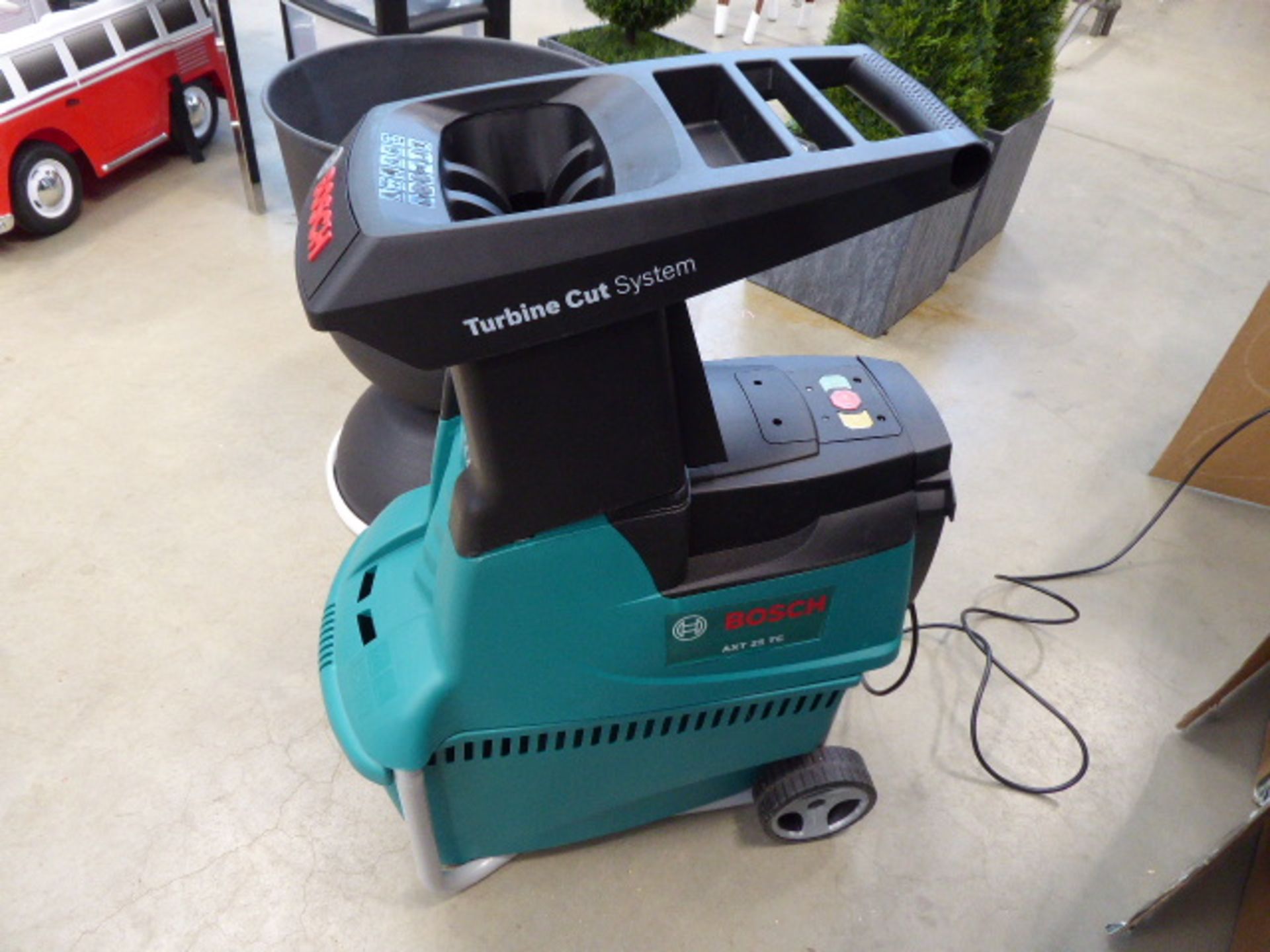 Boxed Bosch AXT25TC electric garden shredder