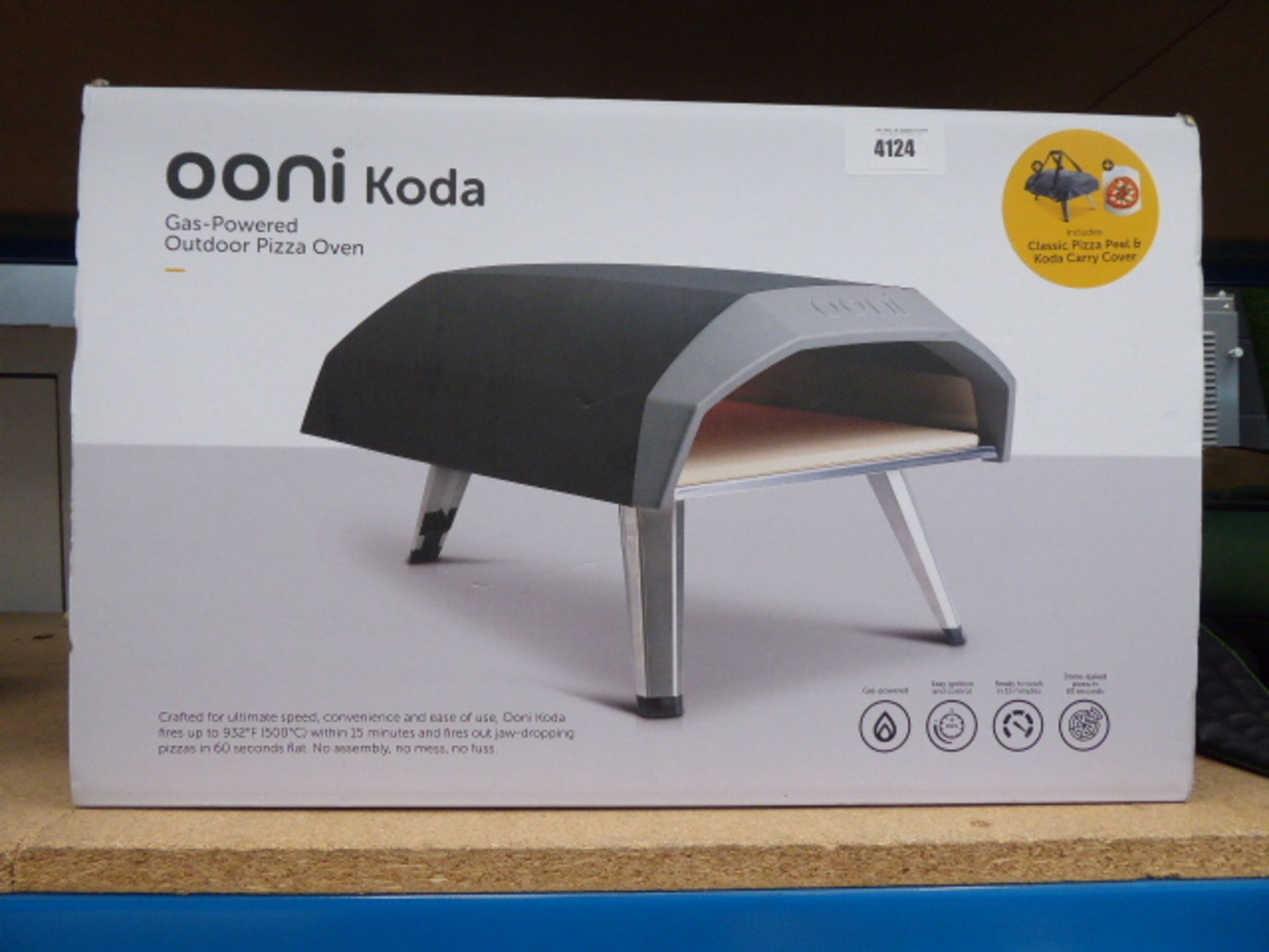 Ooni Koda gas powered outdoor pizza oven, boxed