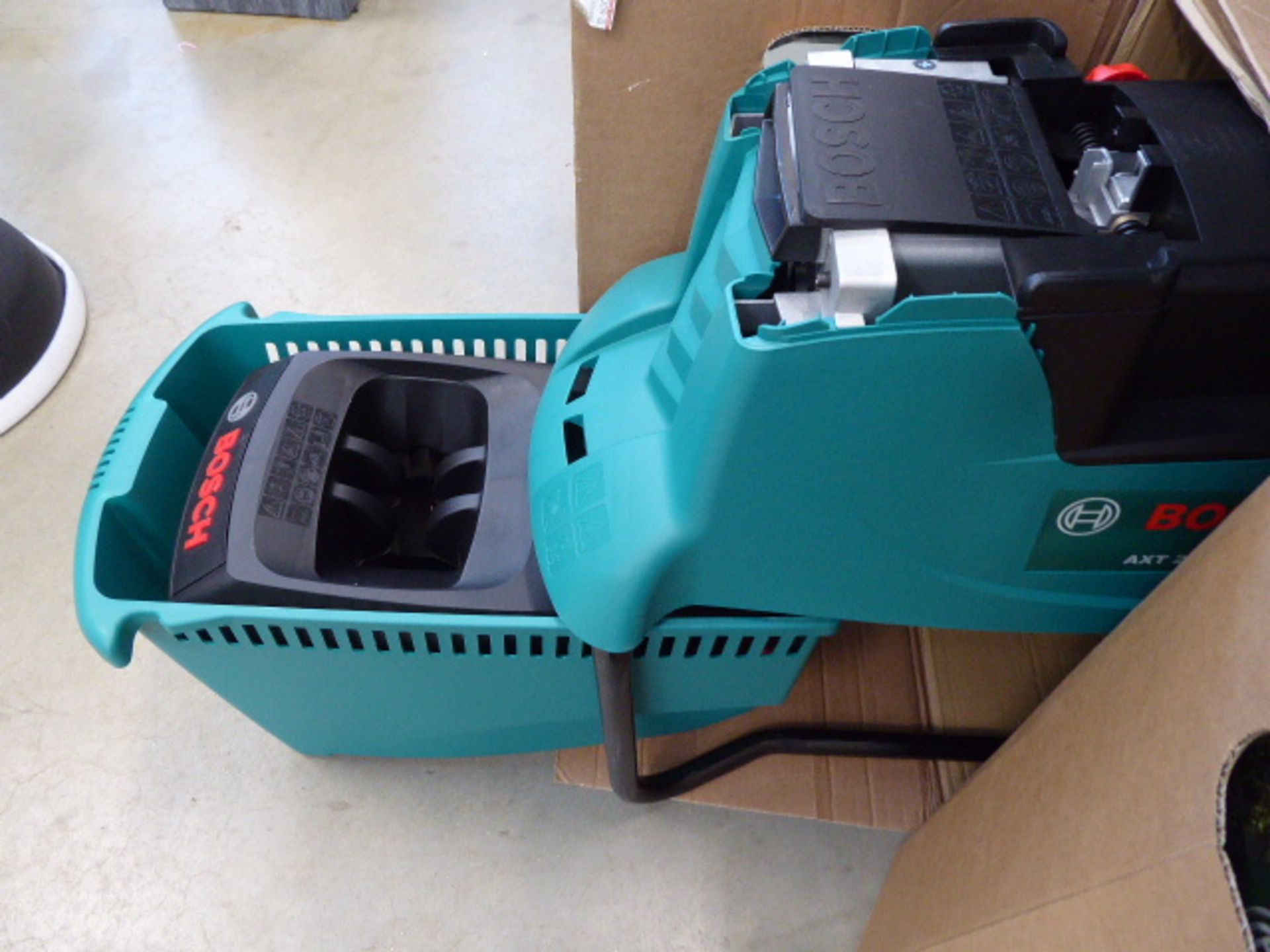 Boxed Bosch AXT25TC electric garden shredder