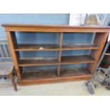 Open fronted walnut bookcase