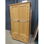 Oak double wardrobe with drawer under