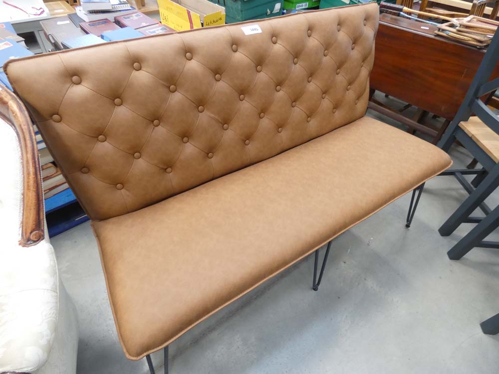 Industrial Tan 140cm Studded Back Bench (20)