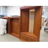 5280 Oak finished corner unit, with pair of open fronted bookcases and pair of double door storage