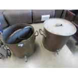 Pair of large copper hot water urns