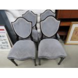 5269 - 4 black painted shield back dining chairs