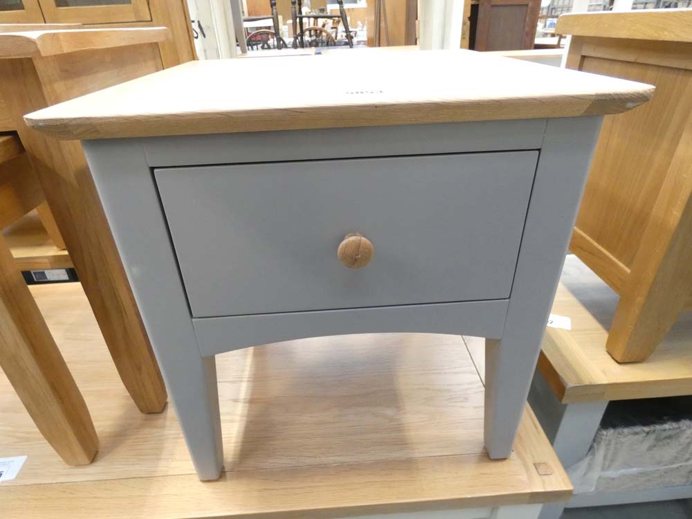 Malvern Shaker Grey Painted Oak Lamp Table With Drawer (48)