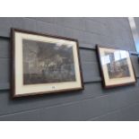 A pair of framed and glazed Morland engravings, entitled 'The Public House Door' and 'Inside a