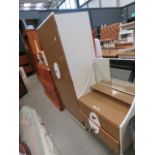 5279 Faux teak and cream painted bedroom suite comprising double wardrobe, dressing chest and 2