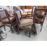 5136 - 5 upholstered oak dining chairs (for restoration purposes)