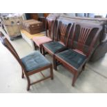 RR40 A set of four Georgian mahogany splat-back dining chairs with drop-in seats and square front