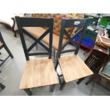 1090 2 x Hampshire Blue Painted Oak Dining Chair (11a)