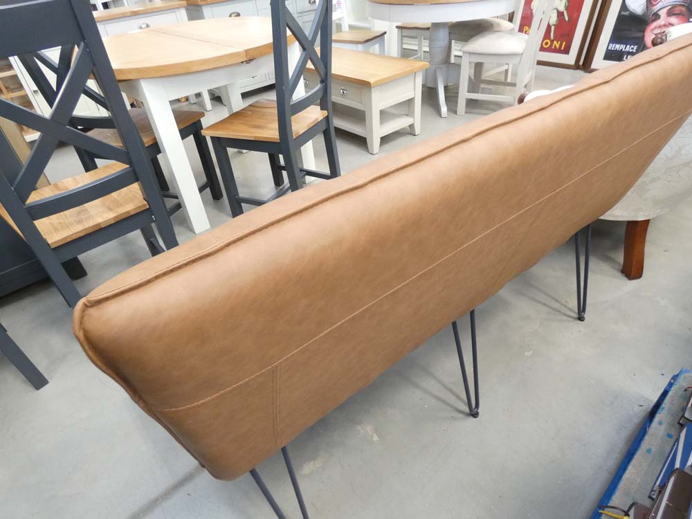 Industrial Tan 140cm Studded Back Bench (20) - Image 2 of 2